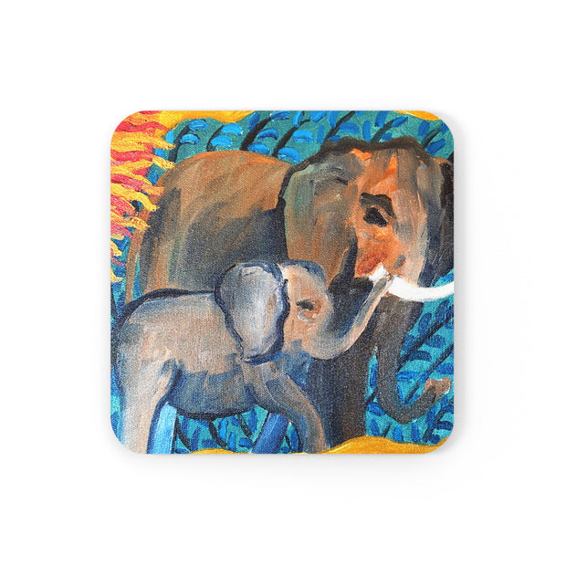 Corkwood Coaster Set - Elephants