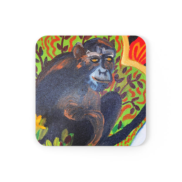 Corkwood Coaster Set - Chimpanzee