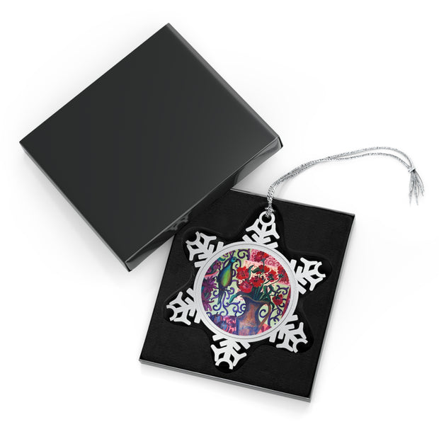Pewter Snowflake Ornament/Jewelry Pendant - Holiday Colors