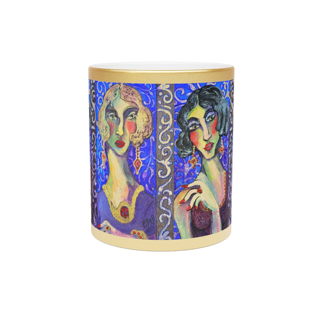 Metallic Mug Bathed in Silver or Gold "Les Parisiennes"