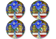 Melamine Plates - Blue Magnolia and Stained Glass