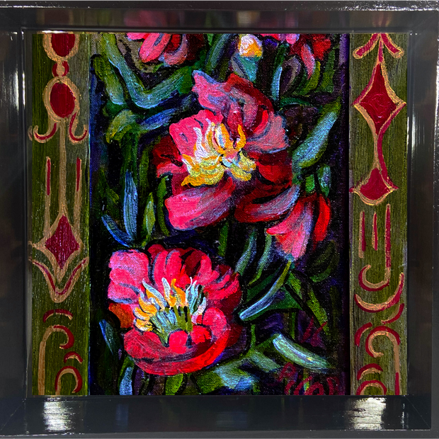 Wooden Shadowbox/Tray: Flores Brillantes