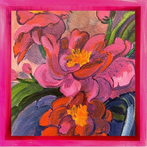Catch-All Tray - Small Square -Magenta Flowers