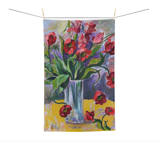 Cotton Tea Towel - Red Poppies