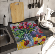 Cotton Tea Towel - Red Poppies