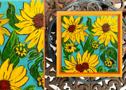 Catch-All Tray - Small Square -Sunflowers