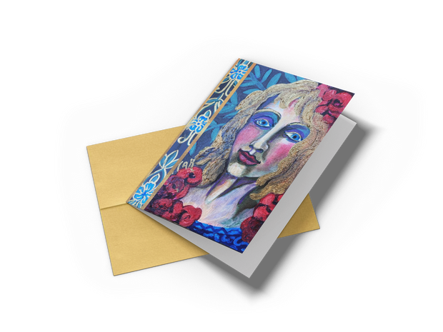 Greeting Card - "Columbina with Roses" From Comedia Dell'Arte Series